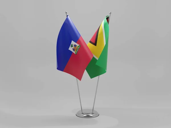 Guyana Haiti Vlajky Spolupráce Bílé Pozadí Vykreslování — Stock fotografie