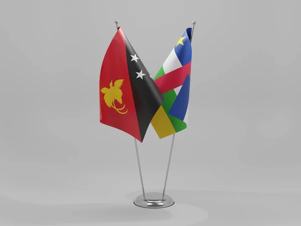 República Centro Africana Bandeiras Cooperação Papua Nova Guiné Fundo Branco — Fotografia de Stock