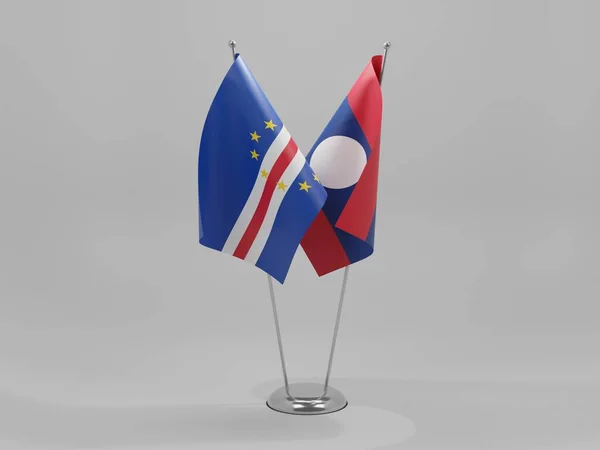 Laos Kapverdische Kooperationsflaggen Weißer Hintergrund Render — Stockfoto