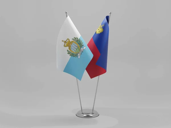 Lichtenštejnsko San Marino Vlajky Spolupráce Bílé Pozadí Render — Stock fotografie