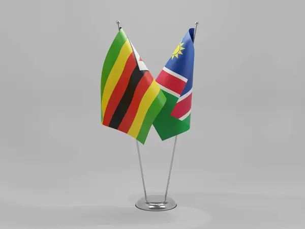纳米比亚 津巴布韦合作旗 白色背景 3D渲染 — 图库照片