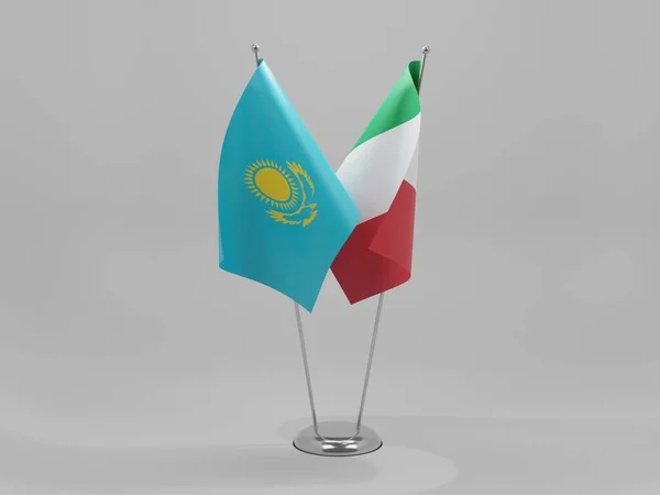Italië Kazachstan Samenwerkingsvlaggen Witte Achtergrond Render — Stockfoto