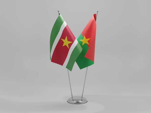 Burkina Faso Surinam Cooperation Flags Beyaz Arkaplan Render — Stok fotoğraf