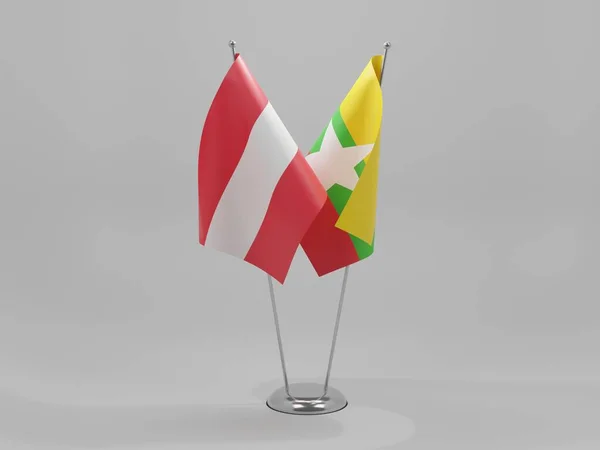 Myanmar Austria Flagi Współpracy Białe Tło Render — Zdjęcie stockowe
