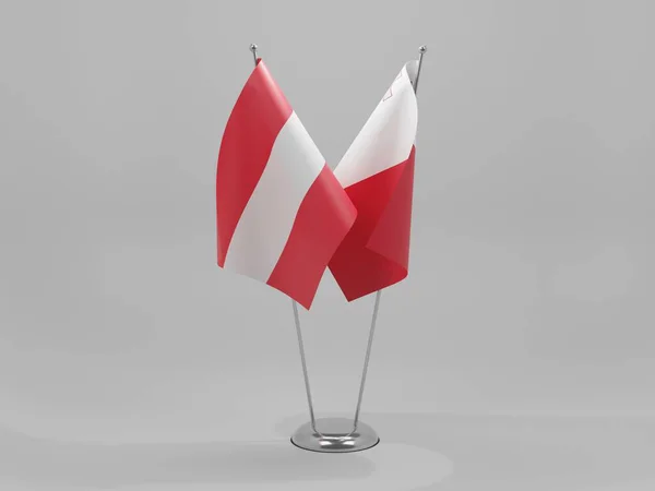 マルタ オーストリア協力旗 白背景 3Dレンダリング — ストック写真