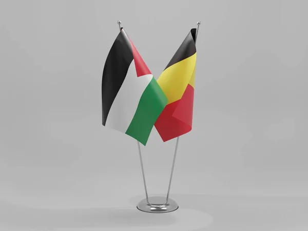 Belgia Palestyna Flagi Współpracy Białe Tło Render — Zdjęcie stockowe