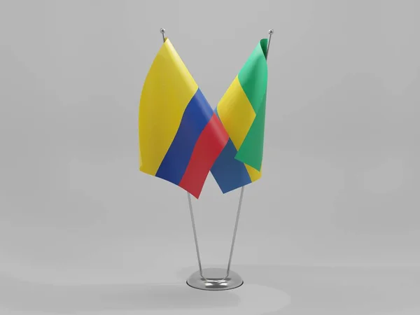 Gabon Colombia Cooperation Flags White Background Render — Stock Photo, Image