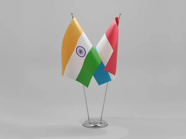 Luxembourg India Cooperation Flags White Background Render — Stock Photo, Image