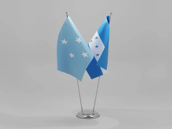 Honduras Micronesië Samenwerking Vlaggen Witte Achtergrond Render — Stockfoto