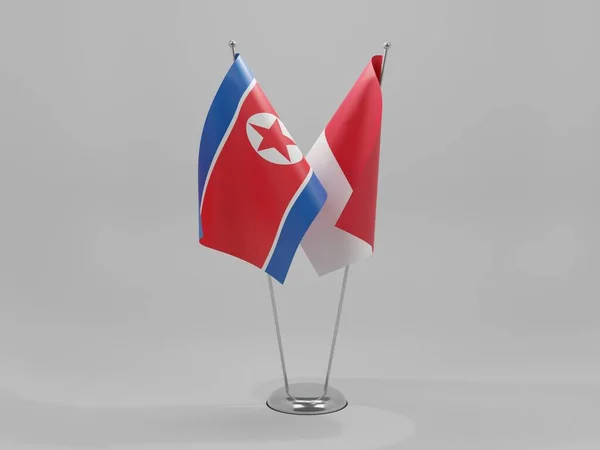 Indonesien Nordkorea Kooperationsflaggen Weißer Hintergrund Render — Stockfoto