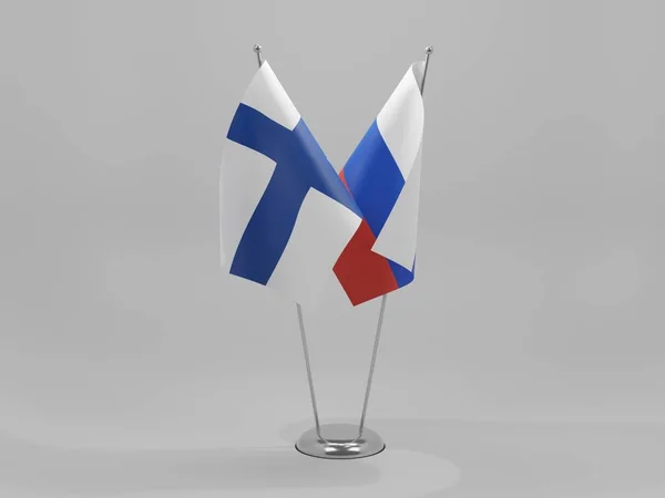 Russia Finland Cooperation Flags White Background Render — Stock Photo, Image