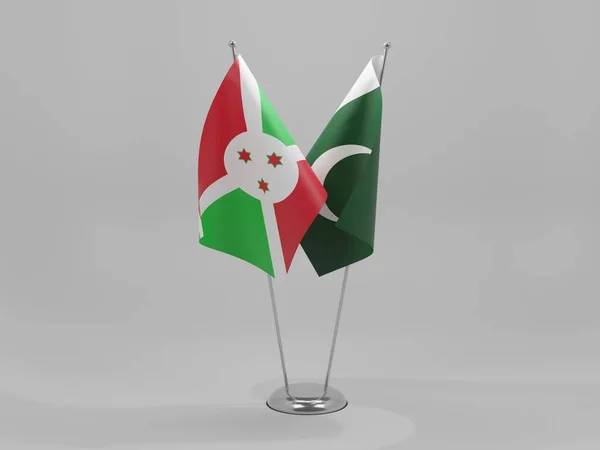 Pakistán Burundi Banderas Cooperación Fondo Blanco Render — Foto de Stock