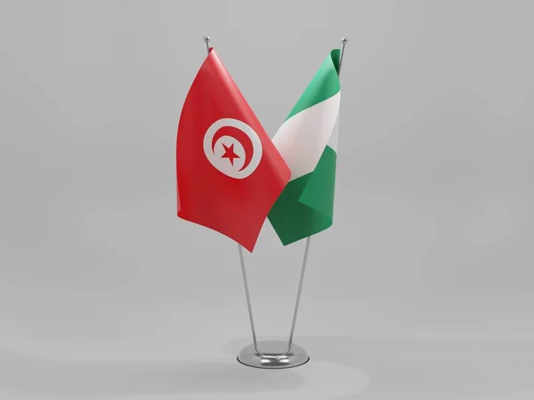 Nigeria Drapeaux Coopération Tunisie Fond Blanc Render — Photo