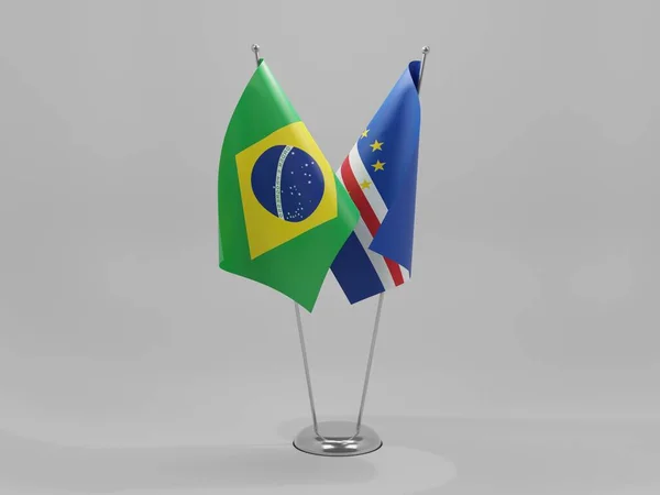 Kapverdy Brazílie Spolupráce Vlajky Bílé Pozadí Vykreslení — Stock fotografie