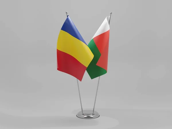 Madagascar Romania Cooperation Flags White Background Render — Stock Photo, Image