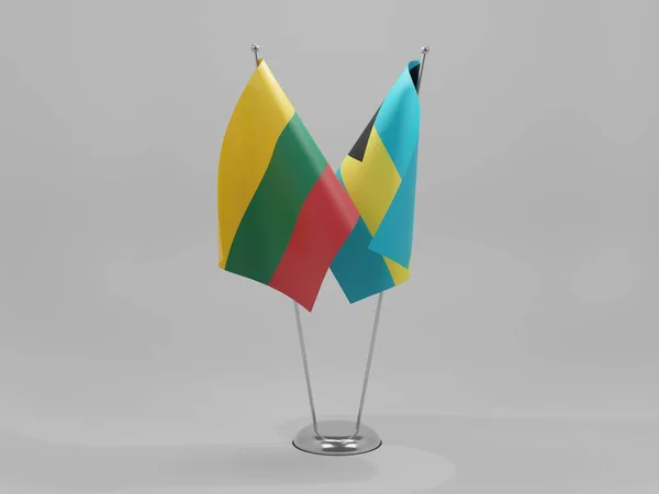 Bahamas Bandiere Cooperazione Lituania Sfondo Bianco Render — Foto Stock