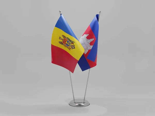 Камбодия Флаги Сотрудничества Молдовы Белый Фон Рендер — стоковое фото