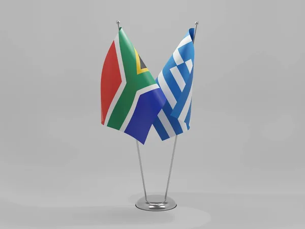 Görögország Dél Afrikai Együttműködés Zászlók Fehér Háttér Render — Stock Fotó