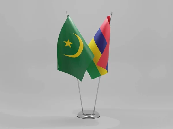 Mauritius Mauritania Cooperation Flags White Background Render — 스톡 사진
