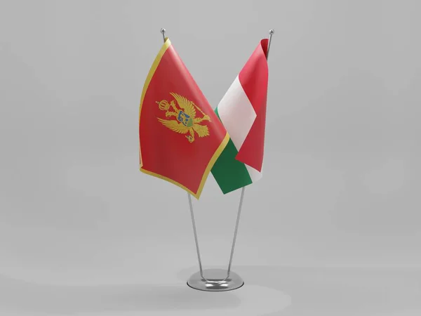 Ungarn Montenegro Kooperationsfahnen Weißer Hintergrund Render — Stockfoto
