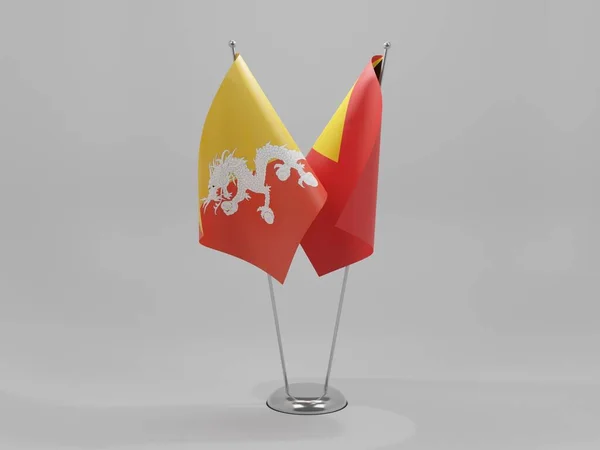 Timor Leste Bandeiras Cooperação Butão Fundo Branco Render — Fotografia de Stock