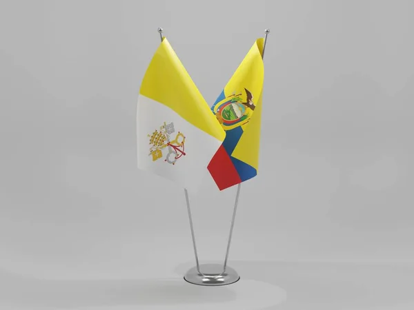 Ekvádor Vatikán City Cooperation Flags Bílé Pozadí Render — Stock fotografie