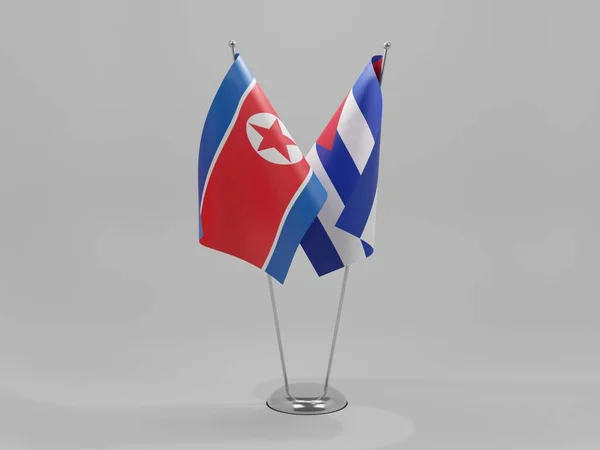 Kuba Nordkorea Kooperationsflaggen Weißer Hintergrund Render — Stockfoto