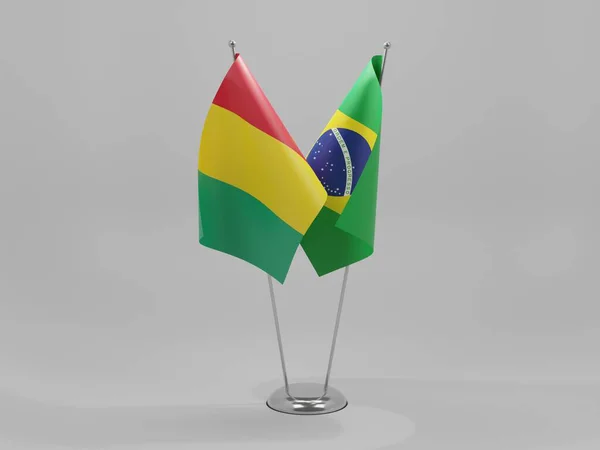 Brasil Guiné Bandeiras Cooperação Fundo Branco Render — Fotografia de Stock