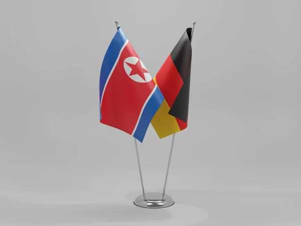 Alemanha Bandeiras Cooperação Coreia Norte Fundo Branco Render — Fotografia de Stock