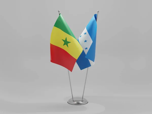 洪都拉斯 塞内加尔合作旗 白色背景 3D渲染 — 图库照片