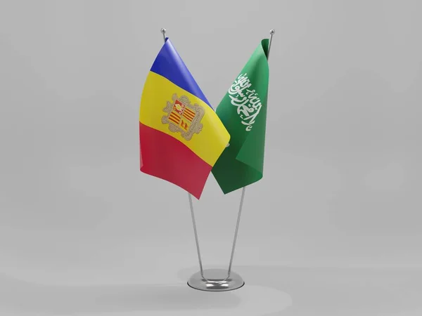 Saudi Arabien Andorra Kooperationsfahnen Weißer Hintergrund Render — Stockfoto