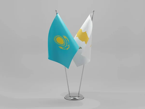 Chipre Banderas Cooperación Kazajstán Fondo Blanco Render —  Fotos de Stock