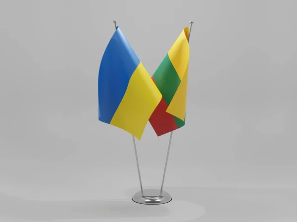 Lithuania Ukraine Cooperation Flags White Background Render — Stock Photo, Image