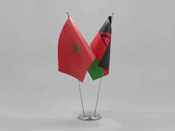 Malawi Marocco Bandiere Cooperazione Sfondo Bianco Render — Foto Stock