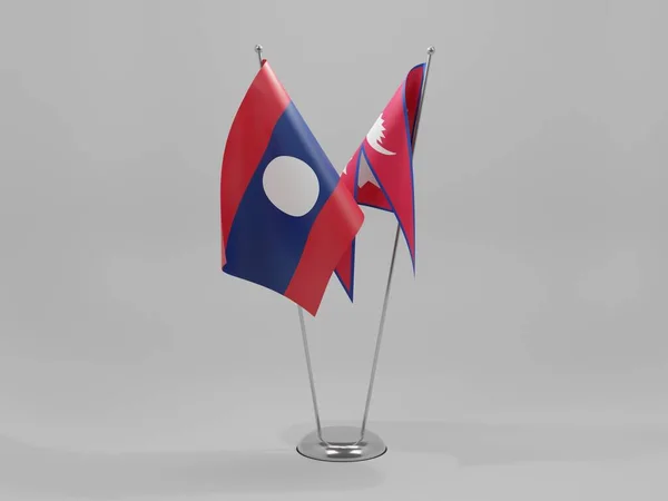 Nepal Laos Samenwerkingsvlaggen Witte Achtergrond Render — Stockfoto