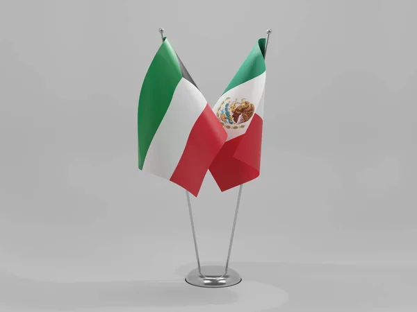 México Banderas Cooperación Kuwait Fondo Blanco Render — Foto de Stock