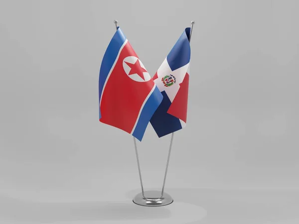Dominikanische Republik Nordkorea Kooperationsflaggen Weißer Hintergrund Render — Stockfoto