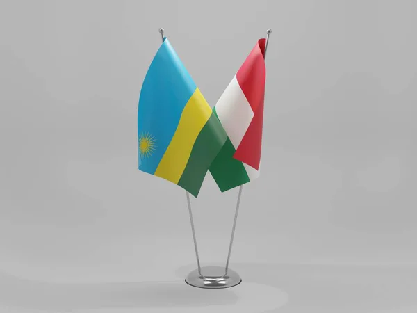 Ουγγαρία Ρουάντα Συνεργασία Σημαίες Λευκό Φόντο Render — Φωτογραφία Αρχείου