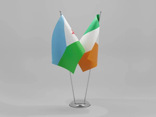Irlanda Bandeiras Cooperação Jibuti Fundo Branco Render — Fotografia de Stock