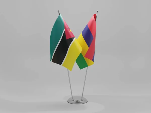 Mauritius Mozambique Cooperation Flags White Background Render — Stock Photo, Image