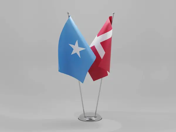 Dinamarca Bandeiras Cooperação Somália Fundo Branco Render — Fotografia de Stock