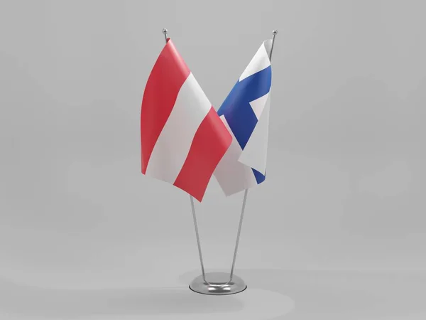 Finlandia Austria Banderas Cooperación Fondo Blanco Render — Foto de Stock