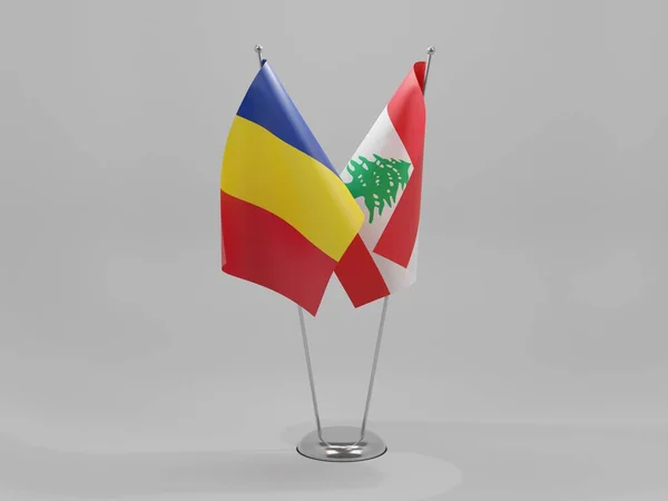 Líbano Banderas Cooperación Rumania Fondo Blanco Render — Foto de Stock