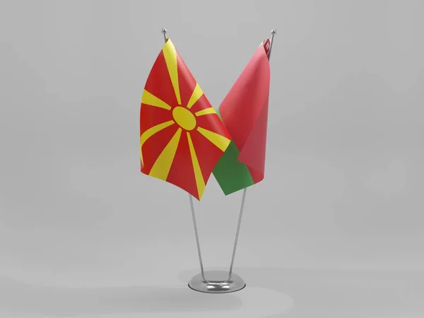 Bielorrússia Macedónia Bandeiras Cooperação Fundo Branco Render — Fotografia de Stock