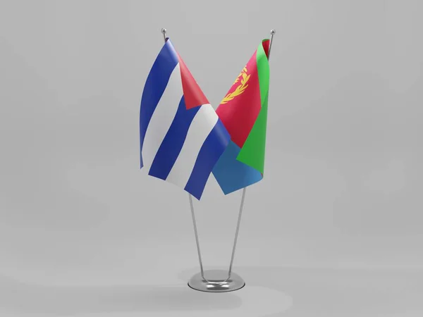 Eritrea Cuba Bandiere Cooperazione Sfondo Bianco Render — Foto Stock