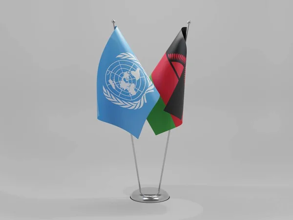 マラウィ 国連協力旗 白い背景 3Dレンダリング — ストック写真