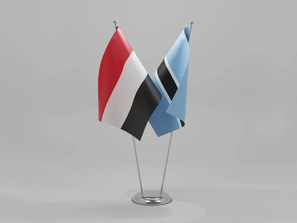 ボツワナ イエメン協力旗 白の背景 3Dレンダリング — ストック写真
