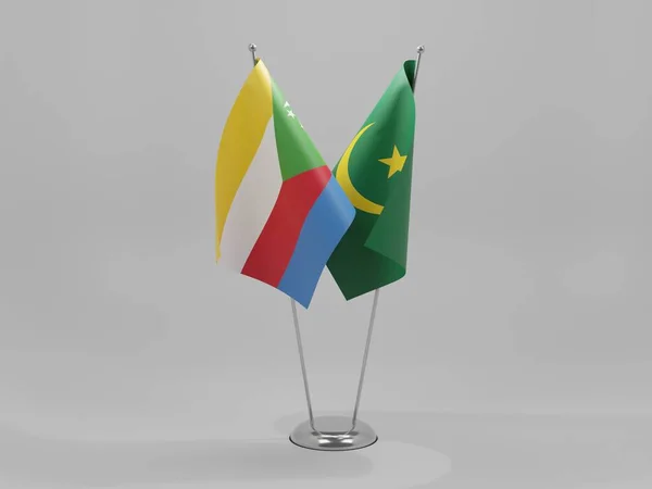 Μαυριτανία Κομόρες Σημαίες Συνεργασίας Λευκό Φόντο Render — Φωτογραφία Αρχείου