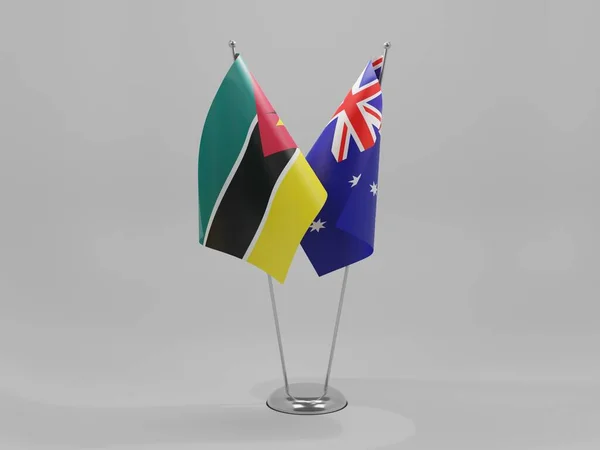 Australië Mozambique Samenwerking Vlaggen Witte Achtergrond Render — Stockfoto