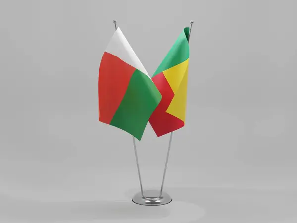 Benin Madagascar Cooperation Flags White Background Render — 스톡 사진